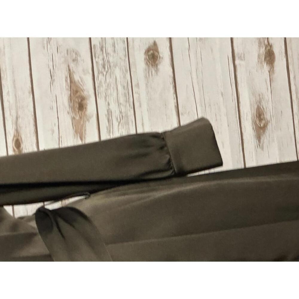 Zara olive green satin grommet detail belted Ring Trim maxi shirtdress Size M - Picture 5 of 13